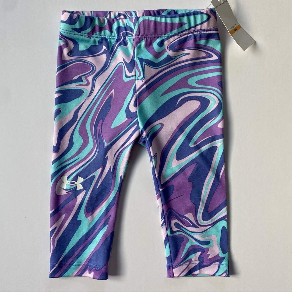 Under Armour Leggings Size 12 Months NWT New Swirl Blue Foam Sporty Girls Pants